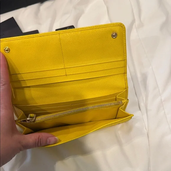 Prada Yellow Saffiano Leather Flap Wallet - Picture 7 of 10